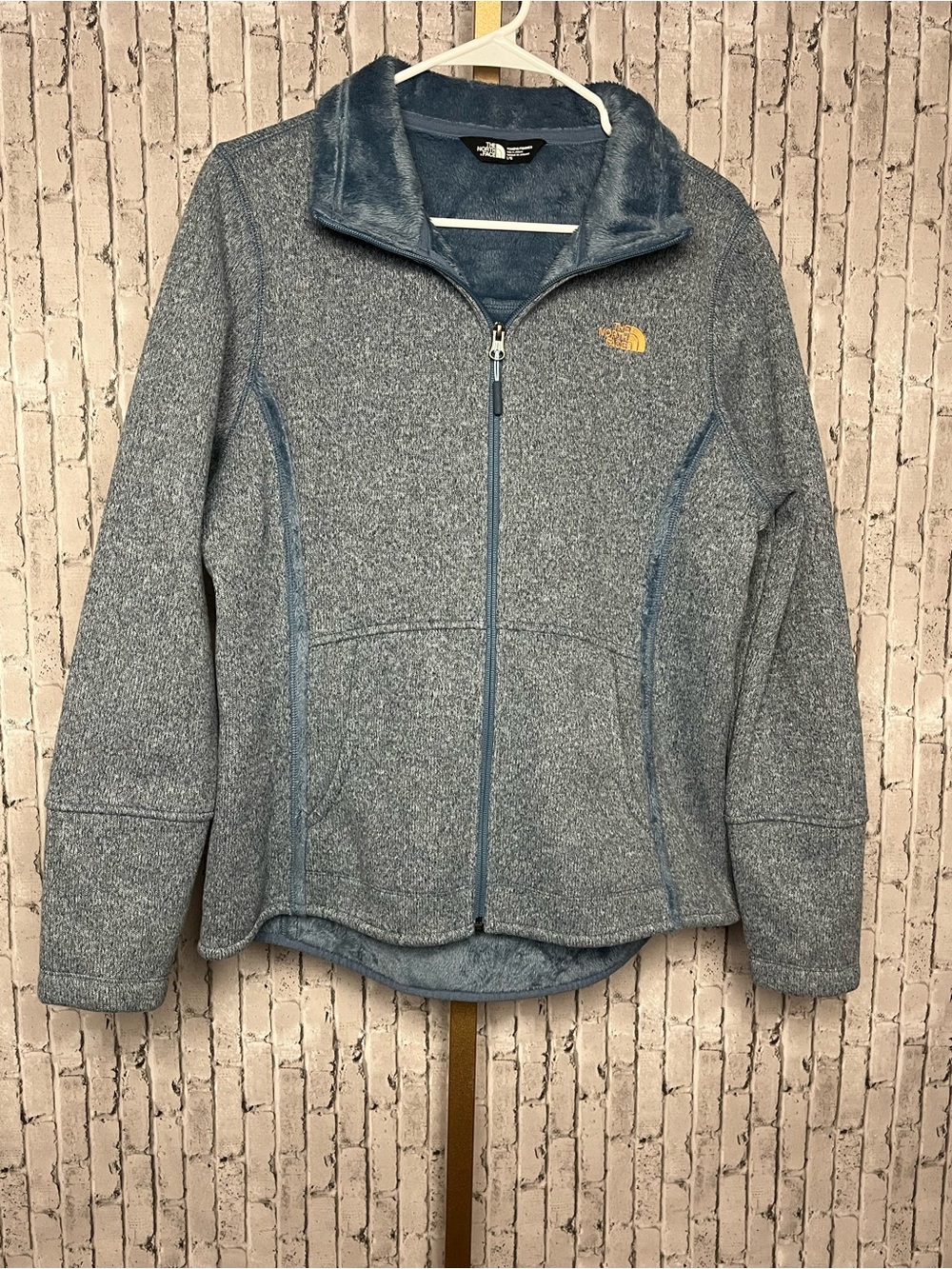 The North Face Banderitas Full Zip Fleece Jacket Large Grey Blue Cozy Soft